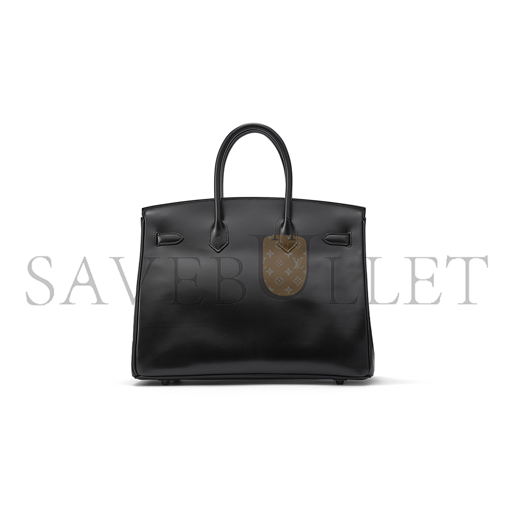 HERMES BIRKIN 35 BOX LEATHER BLACK BAG H028698CK89 (35*25*18cm)